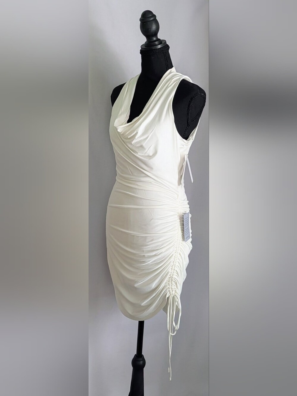 NWT Julia Jordan Ivory Cowl Neck Side Ruched Bodycon Mini Dress 2